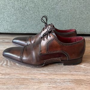 Magnanni Shoes Brown Leather Cap Toe Oxford Lace Up 12707 Men’s Size 9 D